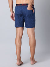 Men's Navy, 100% Cotton, Print, Regular Fit,  Outer Elastic, Mid-Rise, Boxers